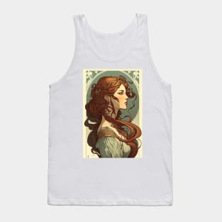 European Beauty with Red Hair - Art Nouveau Tank Top